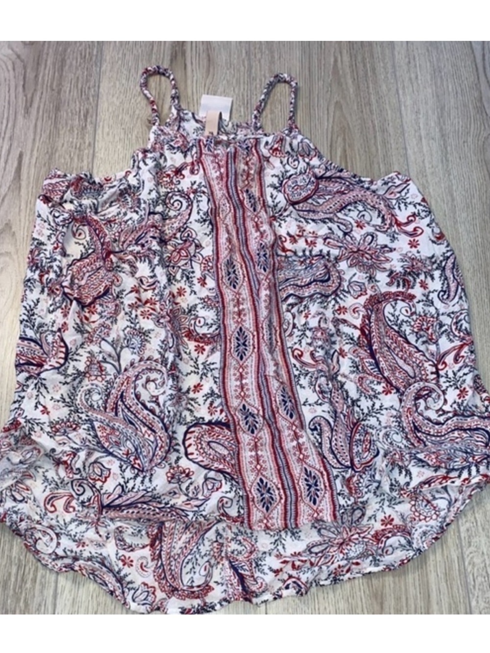 Knox Rose White Tank Top with Red and Navy Paisley